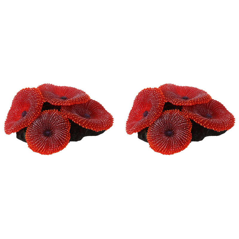 Aquarium Plant Red - YWDZ-2X พิพิธภัณฑ์สัตว์น้ําประดิษฐ์ตกแต่งถังปลา Coral Sea Plant เครื่องประดับซิลิโคนปลอดสารพิษสีแดง