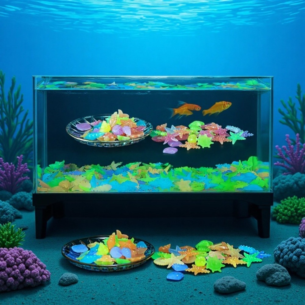 Aquarium Planting Ideas - หินเรืองแสงในทะเล เปลือกหอยเรืองแสง ปลาดาวหลากสีสัน สำหรับตกแต่งตู้ปลา ตกแต่งภูมิทัศน์ ให้แสงสว่างในตู้ปลา