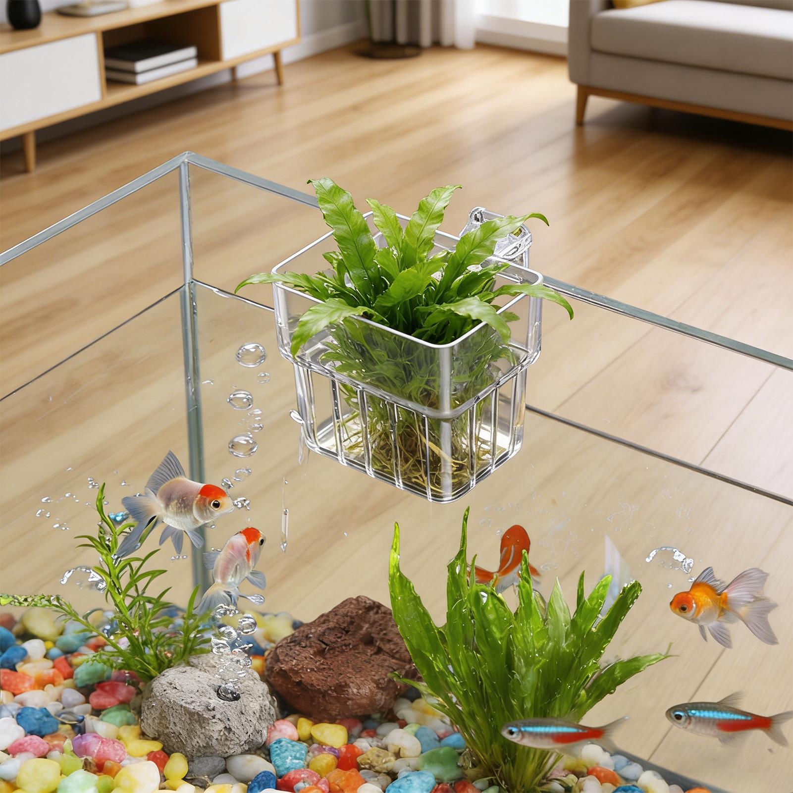 Aquarium Plant Growth - กระถางใสสำหรับแขวนปลูกพืชน้ำในตู้ปลา ระบบไฮโดรโปนิกส์ ตกแต่งสถานที่ทำงานในร่ม ตกแต่งสำหรับการปลูก