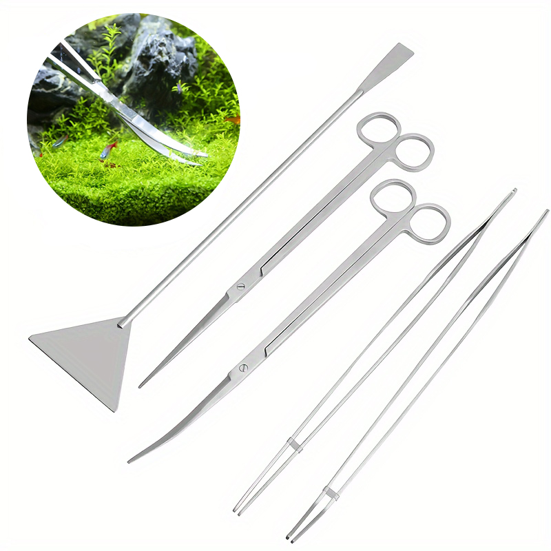 Planted Clip Tweezers - ใหม่พืชน้ําตัดชุดเครื่องมือแหนบกรรไกรสแตนเลสคลิป Scraper สาหร่ายมีดถังปลา Aquascape ทําความสะอาด
