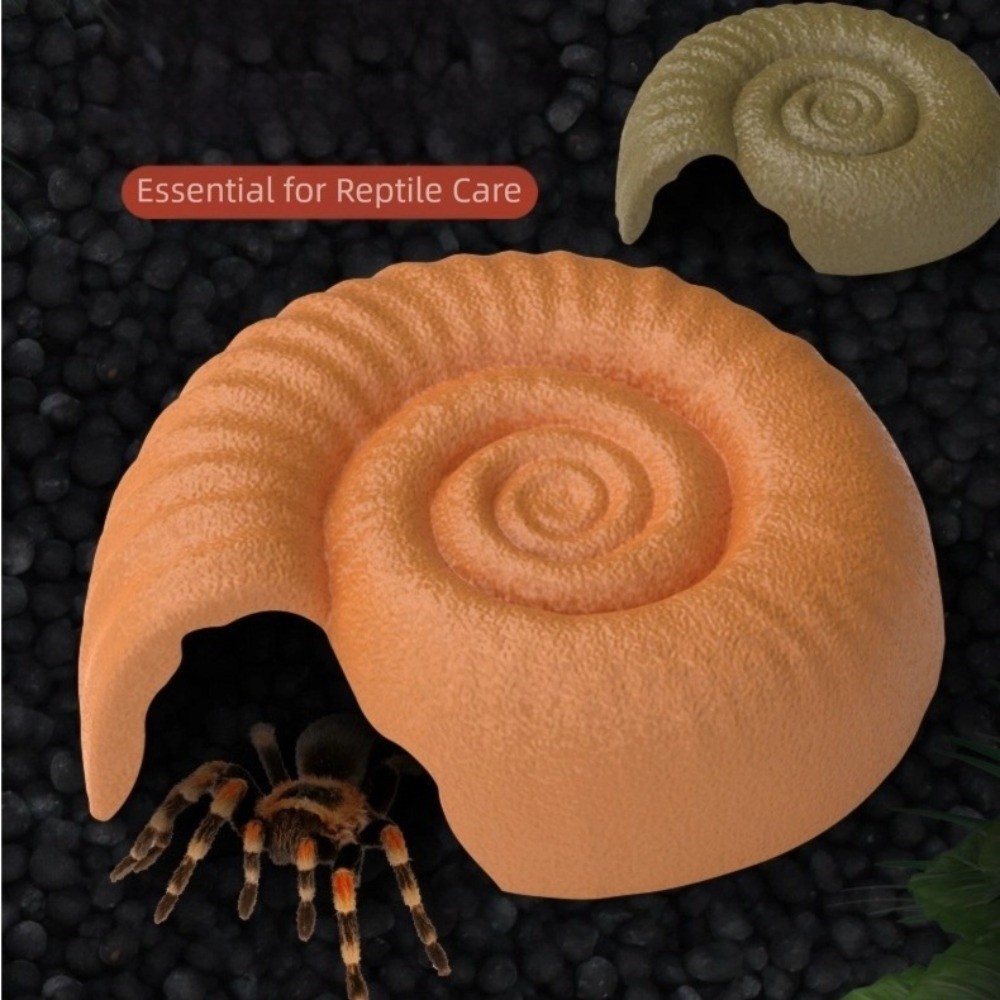 Aquarium Planting Ideas - ถ้ำตกแต่งตู้ปลาสำหรับสัตว์เลื้อยคลาน รูปทรงแอมโมไนต์ ดีไซน์เหมือนถ้ำเปลือกหอย ใช้เป็นที่ซ่อนตัวสำหรับสัตว์เลื้อยคลาน