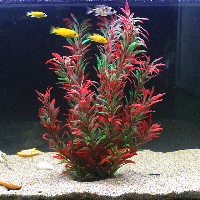 Aquarium Planting Ideas - 50 ซม.ถังปลาประดิษฐ์พืชหายากAquariumปลอมไม้ไผ่น้ําหญ้าพลาสติกสีม่วงสีเขียวหญ้าน้ําภูมิทัศน์Decor