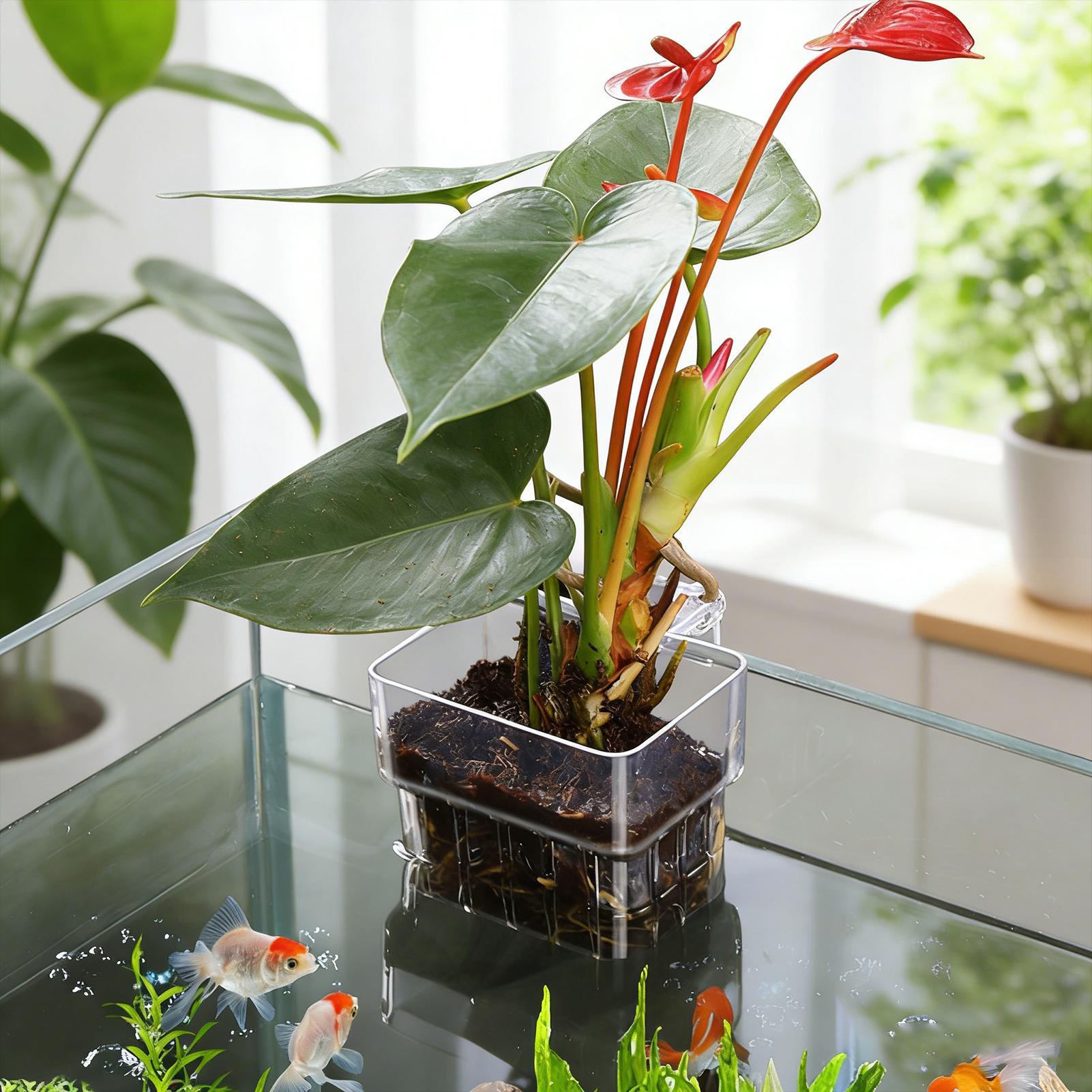 กระถางปลูกพืชแบบแขวนโปร่งใสสำห - Aquarium Plant Growth บทวิจารณ์และราคา